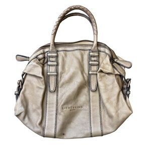 👜 Liebeskind Berlin Pebbled Leather Satchel Taupe Zip Top Bag 👜